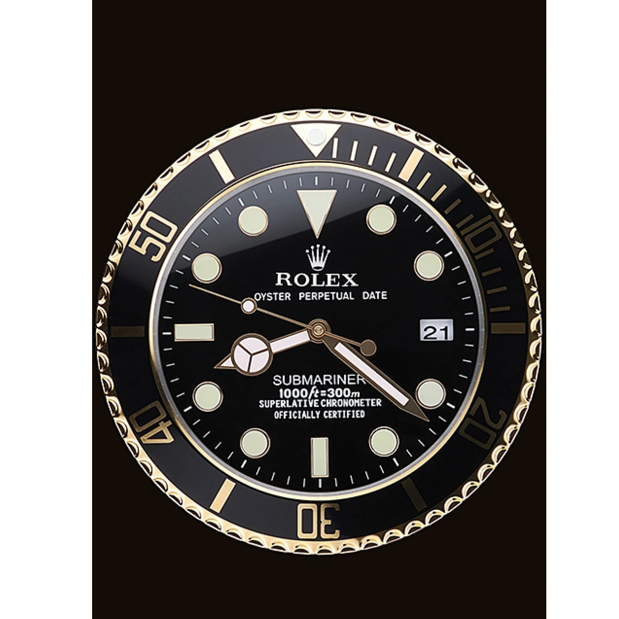 Aaa replica watch Clock Rolex Submariner Wall Black-Gold 622476 0726
